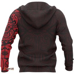 Maori Tattoo Hoodie, New Zealand Maori Lizard Zip Up Hoodie