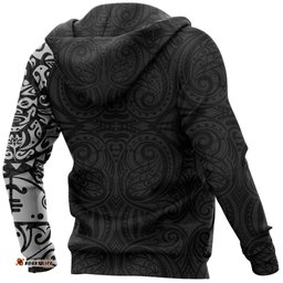 Maori Tangaroa Tattoo Zip Hoodie Customized White