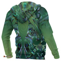 New Zealand Maori Zip Hoodie, Hei Matau Paua Shell Full Zip Hoodie