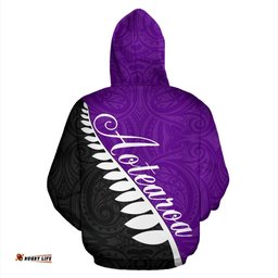 Aotearoa Silver Fern Zip Hoodie Violet Custom Style Unlimited