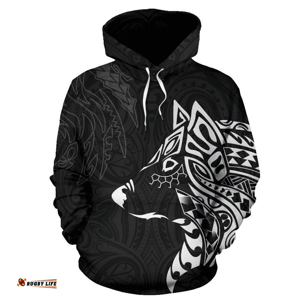New Zealand Maori Tattoo Hoodie, Wolf Tattoo Pullover Hoodie 02