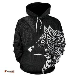 New Zealand Maori Tattoo Hoodie, Wolf Tattoo Pullover Hoodie 02