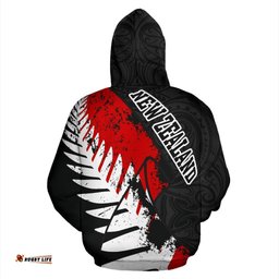 New Zealand Maori Hoodie, Silver Fern Flag Pullover Hoodie 04