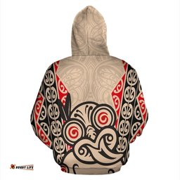 Hei Tiki With Maori Pattern Zip Hoodie