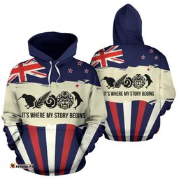 New Zealand Where My Story Begins Hoodie Navy 2