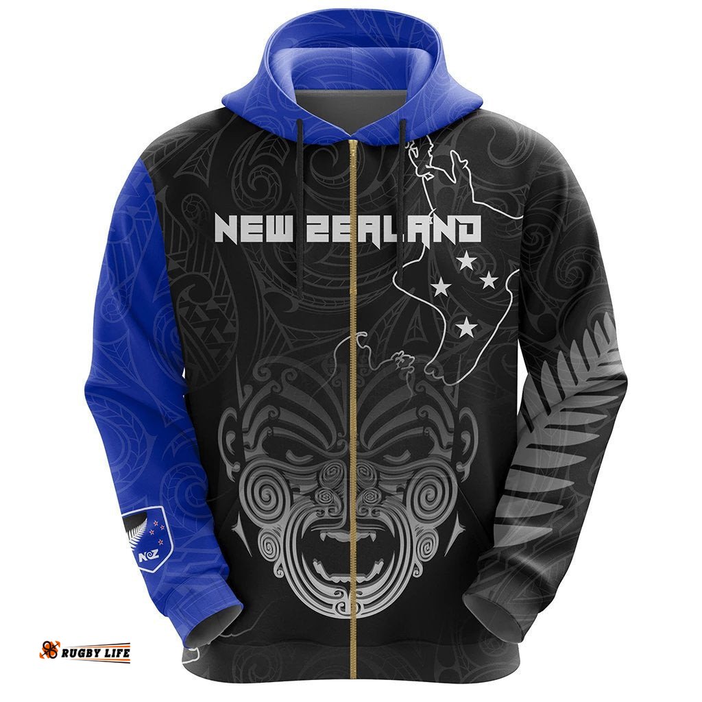 New Zealand Maori Ta Moko Zip Hoodie