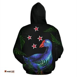 Pukeko Silver Fern New Zealand Zip Up Hoodie