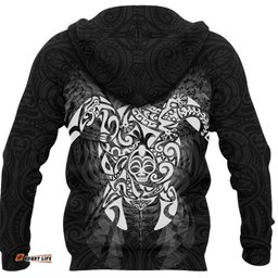New Zealand Maori Zip Up Hoodie, Wairua Tattoo Turtle Zipper Hoodie White