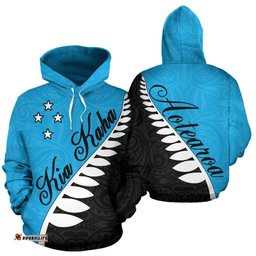 Kia Kaha Aotearoa Hoodie Silver Fern Aqua