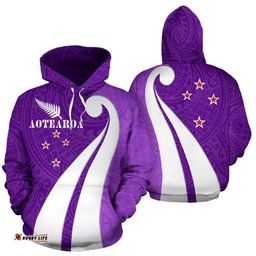 Aotearoa Koru Flag New Zealand Hoodie Purple