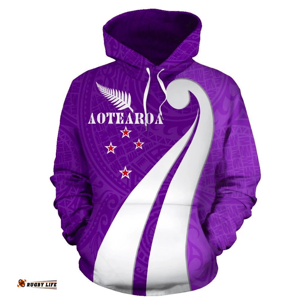 Aotearoa Koru Flag New Zealand Hoodie Purple