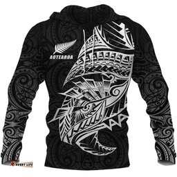 New Zealand Hoodie, Maori Tattoo Pullover Hoodie Polynesian Style