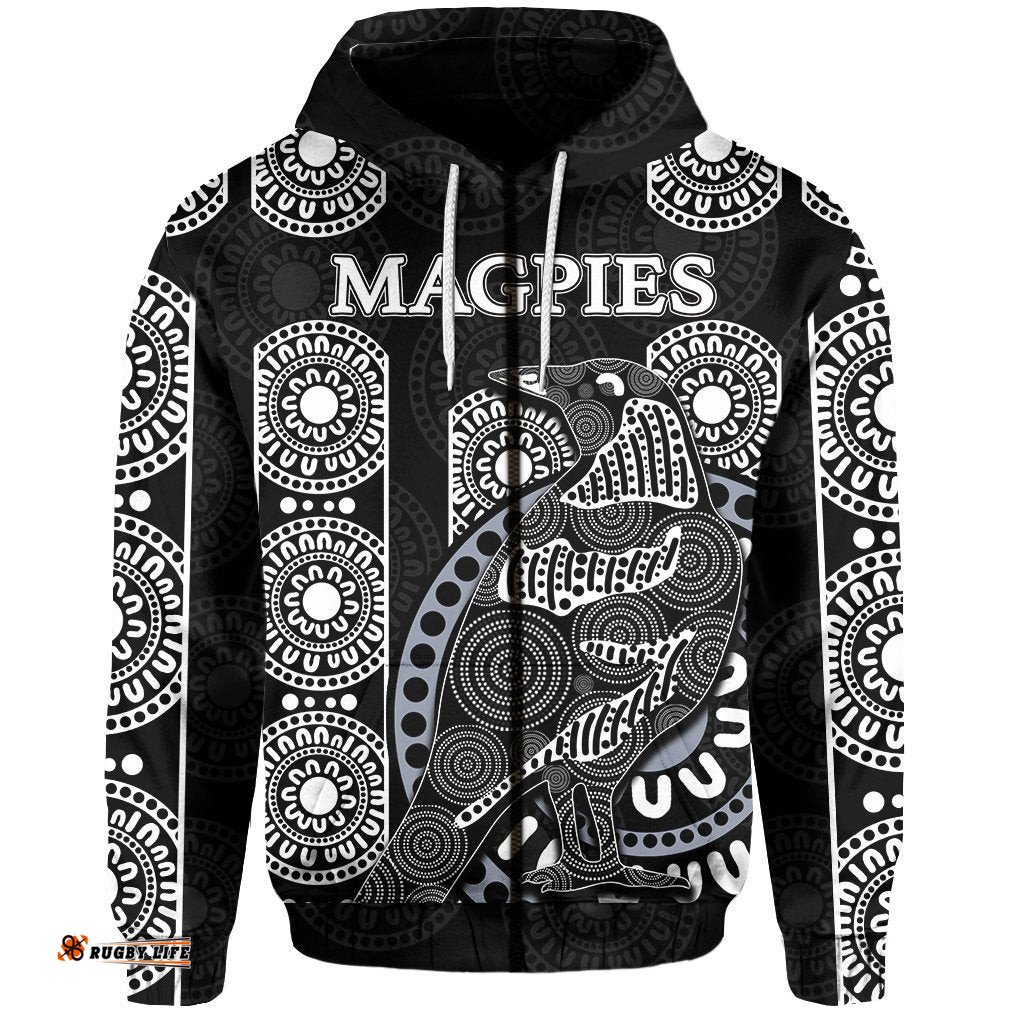 Magpies Zip Hoodie Aboriginal