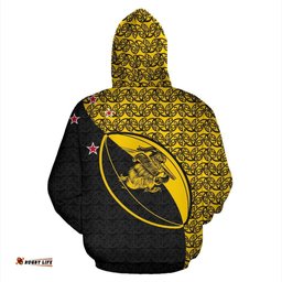 New Zealand Claws On Rugby Ball Hoodie Yellow
