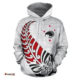 Maori Face Fern White Hoodie