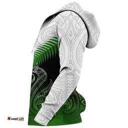 New Zealand Green Rugby Hoodie, Maori Manaia Zip Up Hoodie
