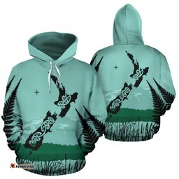 New Zealand Maori Map With Silver Fern Hoodie
