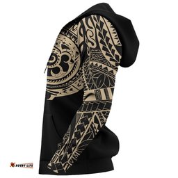 Polynesian Tattoo Zip Hoodie Gold