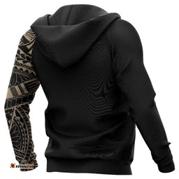 Polynesian Tattoo Zip Hoodie Gold