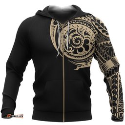 Polynesian Tattoo Zip Hoodie Gold