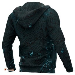 New Zealand Zip Up Hoodie, Maori Gods Zipper Hoodie, Tumatauenga God Of War Blue