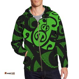 Maori Green Mangopare Zip Hoodie