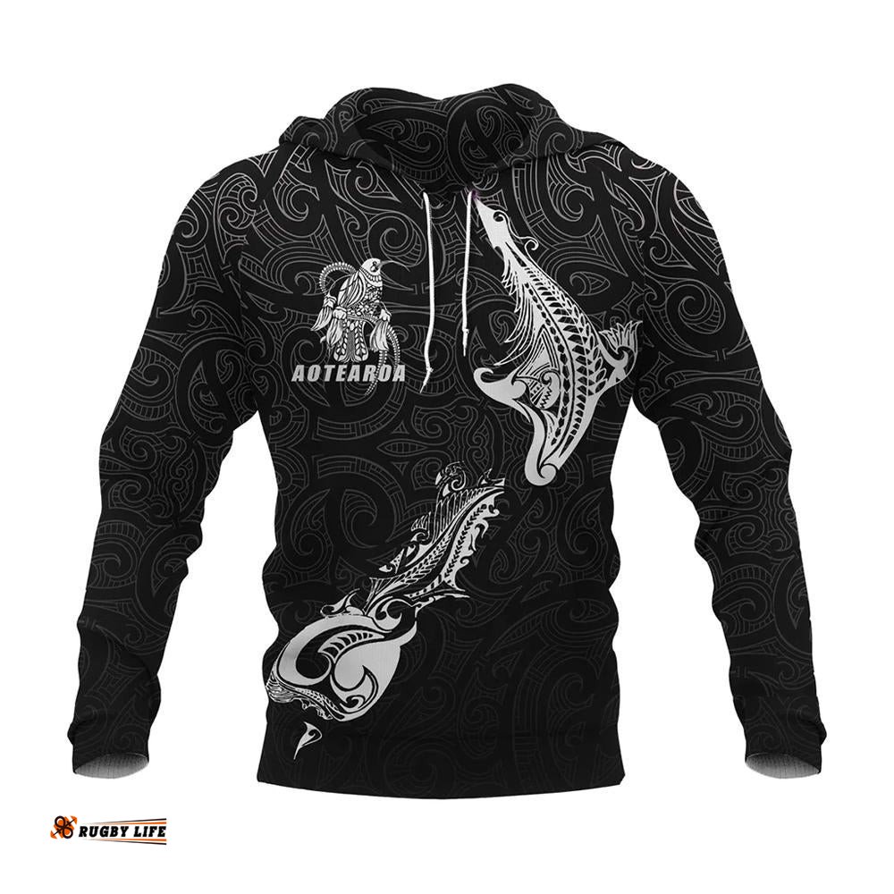 Aotearoa Tui Kowhai Map New Zealand Hoodie White