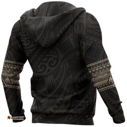 Aotearoa Maori Tattoo All Over Hoodie Gold Custom Version