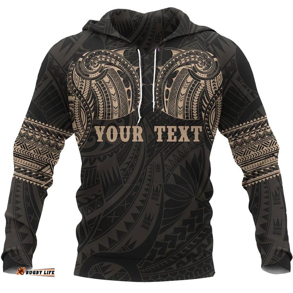 Aotearoa Maori Tattoo All Over Hoodie Gold Custom Version