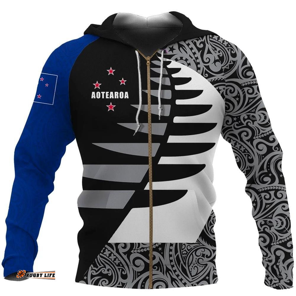 Aotearoa Silver Fern Zip Hoodie Sailing Style