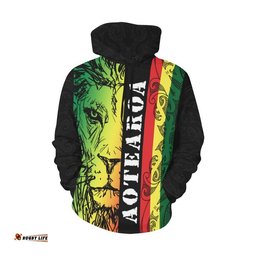 Aotearoa Lion Hoodie Maori Koru Pattern