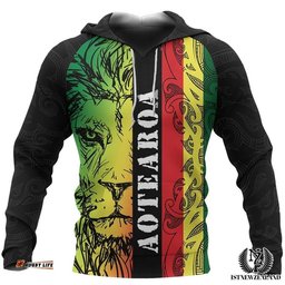Aotearoa Lion Hoodie Maori Koru Pattern