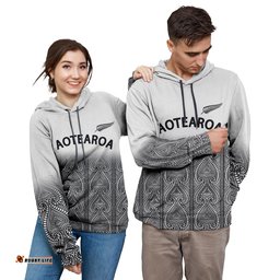 Aotearoa Maori Hoodie Silver Fern Map