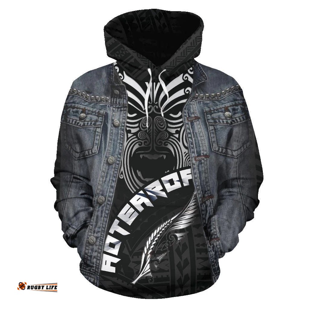 Maori Moko Warface 3D Denim Hoodie