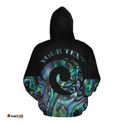 Paua Shell Koru Style New Zealand Custom Hoodie