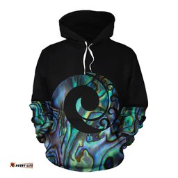 Paua Shell Koru Style New Zealand Custom Hoodie
