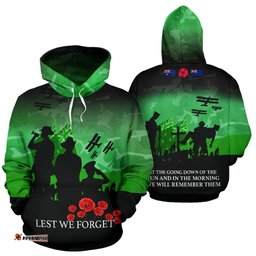 ANZAC Heroes New Zealand Hoodie Green Lest We Forget