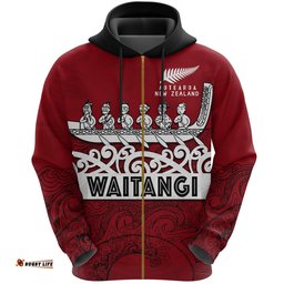 New Zealand Waitangi Zip Hoodie Waka