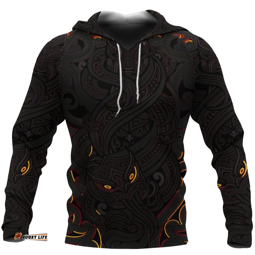 New Zealand Hoodie, Maori Gods Pullover Hoodie, Tumatauenga God Of War Black