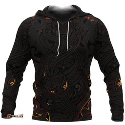 New Zealand Hoodie, Maori Gods Pullover Hoodie, Tumatauenga God Of War Black