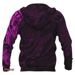 Maori Tattoo Style All Over Hoodie Pink Custom Version