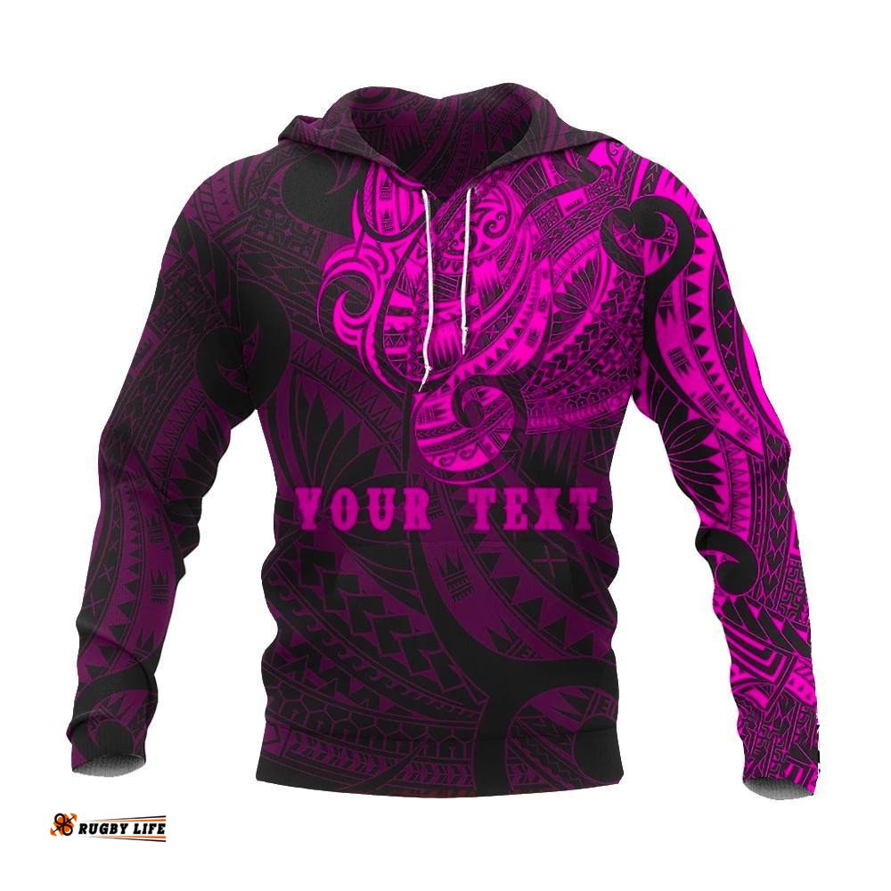 Maori Tattoo Style All Over Hoodie Pink Custom Version