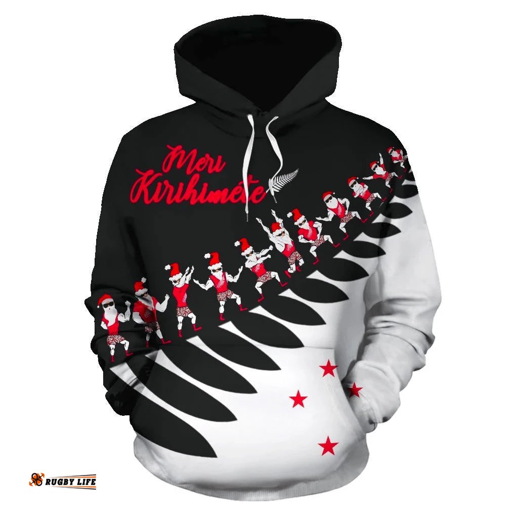 New Zealand Haka Christmas Hoodie Black
