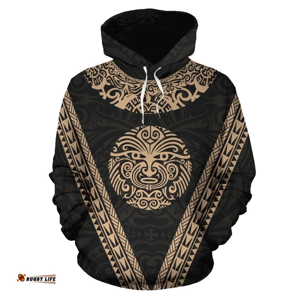 Maori Moko Tattoo Hoodie Golden