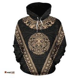 Maori Moko Tattoo Hoodie Golden
