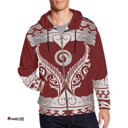 Aotearoa Zip Hoodie Koru Heart Red