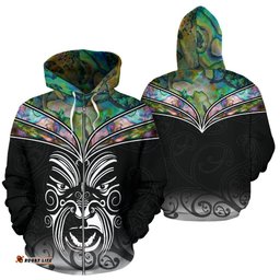 New Zealand Zip Up Hoodie, Maori Paua Shell Zipper Hoodie