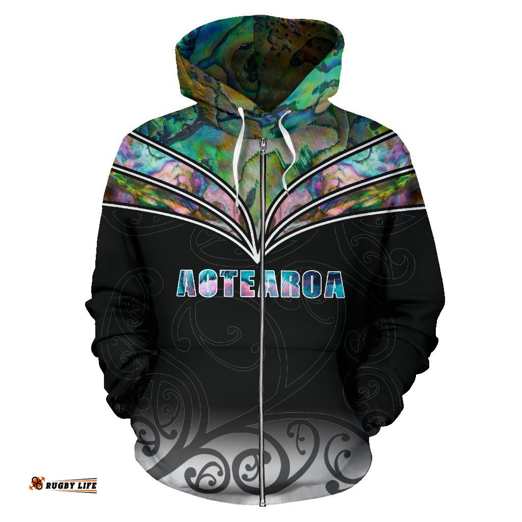 Aotearoa Paua Shell Zip Up Hoodie