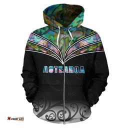 Aotearoa Paua Shell Zip Up Hoodie