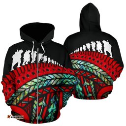 ANZAC New Zealand Zip Hoodie, Poppies Lest We Forget Maori Pullover Hoodie Soldiers Paua